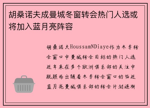 胡桑诺夫成曼城冬窗转会热门人选或将加入蓝月亮阵容 胡桑诺夫成曼城冬窗转会热门人选或将加入蓝月亮阵容